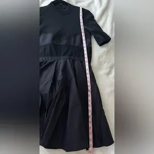 alexander wang poplin fit and flare dress Modern Fit Organza Contrast Stripe A-Line Midi Dress In Black